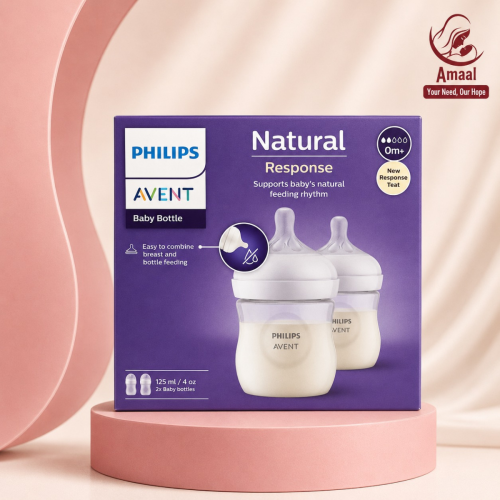 Philips Avent Natural Response Baby Feeding Bottle Wide Neck PP 0-3m 125ml Twin Bottle Pack