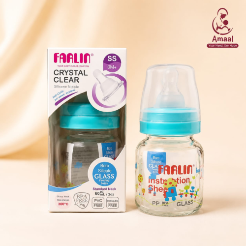 Farlin Crystal Clear Borosilicate Glass Feeding Bottle 60ml