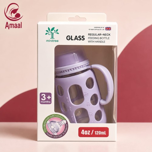 Minitree Glass Feeding Bottle With Handle (4oz / 120ml)