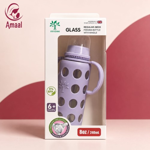 Minitree Glass Feeding Bottle With Handle (8oz / 240ml)