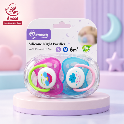 Momeasy Silicone Pacifier with Protective Cap – M 6M+