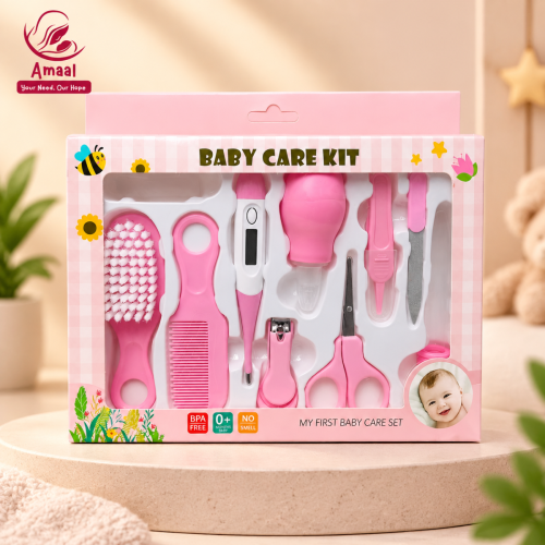 Baby Care Kit – 10-Piece Grooming &amp;amp; Hygiene Set (Pink)