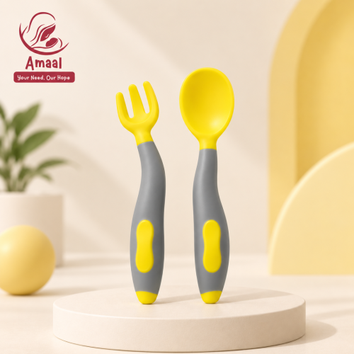 Baby Spoon Fork Set – Yellow