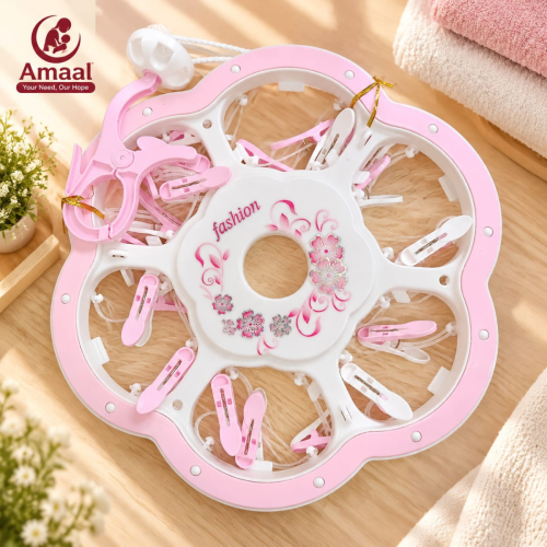 Round Cloth Drying Stand Hanger with 24 Clips
