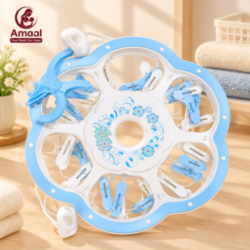 Round Cloth Drying Stand Hanger with 24 Clips