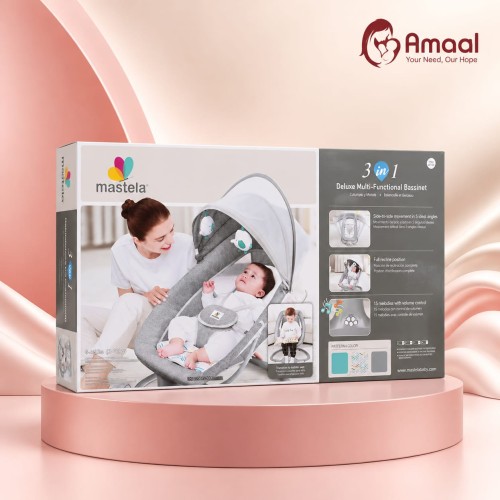 Mastela 3 in 1 Deluxe Multi-Functional Baby Bassinet – Newborn Sleeping &amp; Rocking Cradle