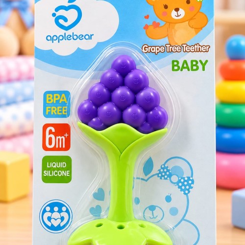 Applebear Grape-Shaped Silicone Baby Teether – 6+ Months