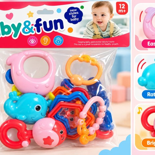 Baby and Fun Colorful Rattle Toy Set – Sensory Development Toys 12M+