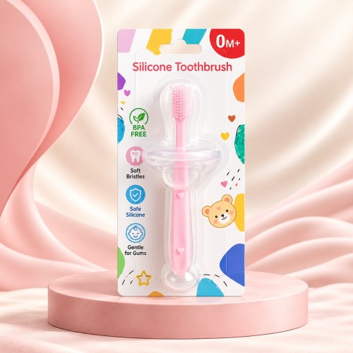 Baby Silicone Toothbrush with Storage Case – Soft Oral Care Brush 0M+