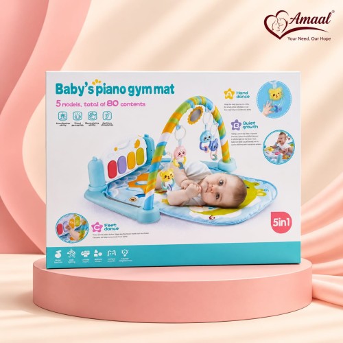 Baby Piano Gym Mat – 5-in-1 Musical Activity Play Mat with Lights and Hanging Toys