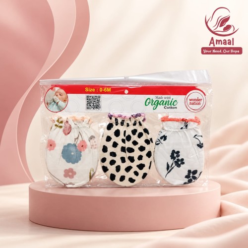 Newborn Baby Hand Mittens Set – Organic Cotton (3 Pairs 0–6 Months)