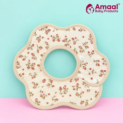 Baby Floral Neck Bib – Flower-Shaped Printed Bib with Snap Closure