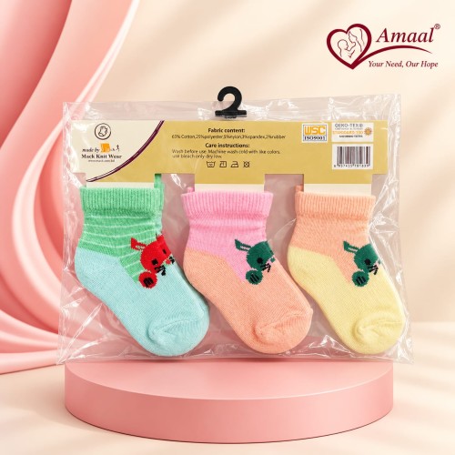 Baby Cotton Socks Set – 3 Pairs Soft and Comfortable Newborn Socks