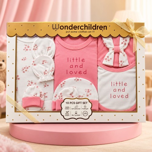 Wonderchildren Newborn Baby Gift Set – 10 Pieces Cotton Baby Clothing set