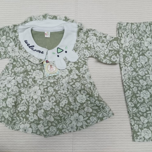 Baby Girls Floral Printed Collar Frock Set
