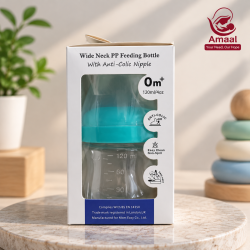 Momeasy Wide Neck PP Feeding Bottle with Anti-Colic Nipple – 120 ml