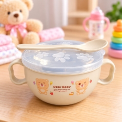 Baby Feeding Bowl with Lid  Spoon – Double Handle Kids Bowl