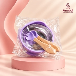 Premium Baby Feeding Bowl silicon and Stainless Steel with Spoon