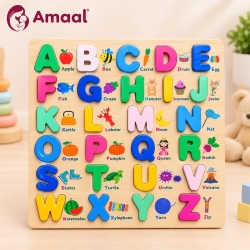 Wooden Alphabet Puzzle Board – A to Z Educational Learning Toy for Kids
