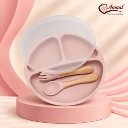 Baby Silicone Suction Plate with Spoon (3 Compartments)