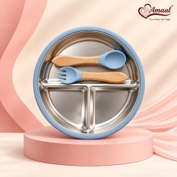 Baby Silicone and Stainless Steel Divided Plate Set