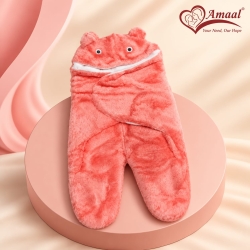Baby Hooded Towel – Coral Pink Animal Design Baby Bath Towel